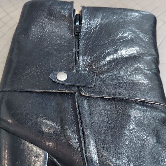 Muxart Black Leather Fold Over Heeled Ankle Booties Sz 39 - Picture 7 of 15